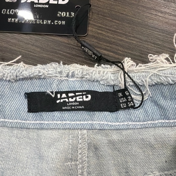 NWT Jaded London Denim Check Plaid Mix Peplum Mini Skirt Size 6 - Picture 5 of 9